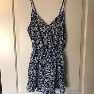 Navy & White Printed Romper Size Medium